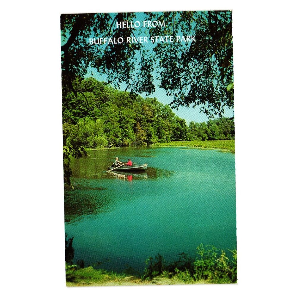 Hello Buffalo River State Park Rowing Scene Dexter Press Vintage Postcard